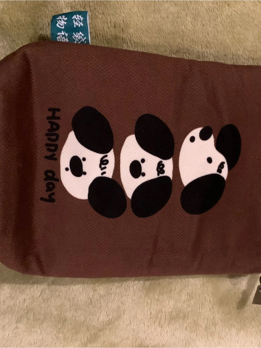 Happy Day Brown Cartoon Panda Tote Bag
